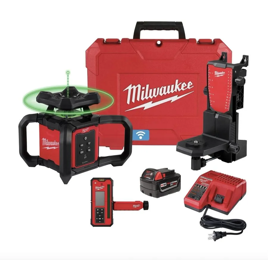 Нивелир Milwaukee 3702-21 M18 Green Interior Rotary Laser Level Kit W/remote