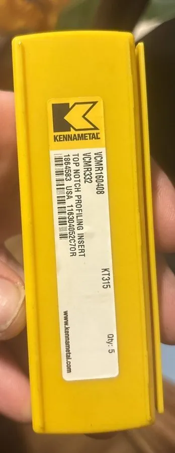 Режущий инструмент VCMR160408 VCMR 332 KT315 KENNAMETAL Top Notch Profiling Inse — фото лота 1