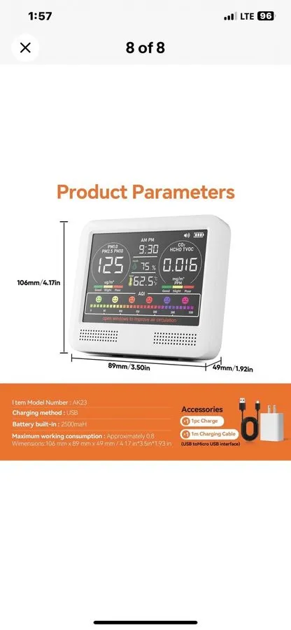 Тестер 16-in-1 Professional Indoor Air Quality Monitor Indoor PM2.5/PM10/CO2,Tem