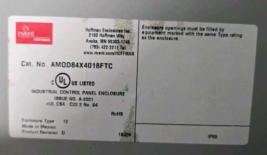 Монтажный шкаф Hoffman AMOD84X4018FTC Modular Disconnect Enclosure Type 12 84.12 — фото лота 1
