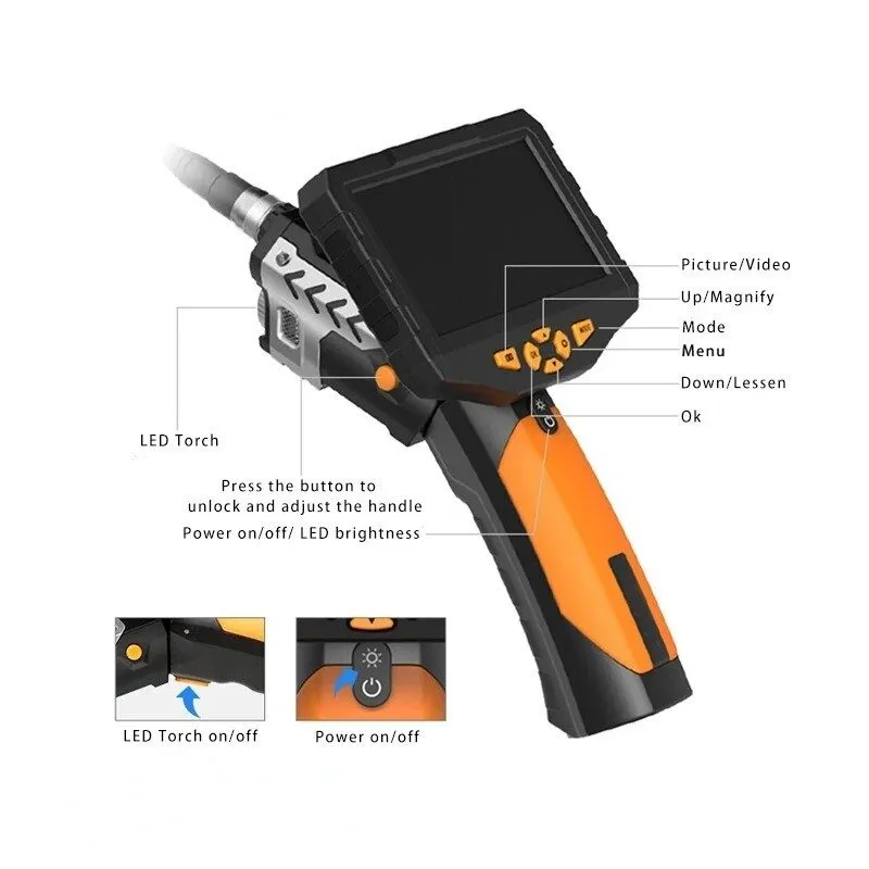 Видеоэндоскоп Professional Industrial HD Endoscope with LCD Screen NTS300 7.6mm 