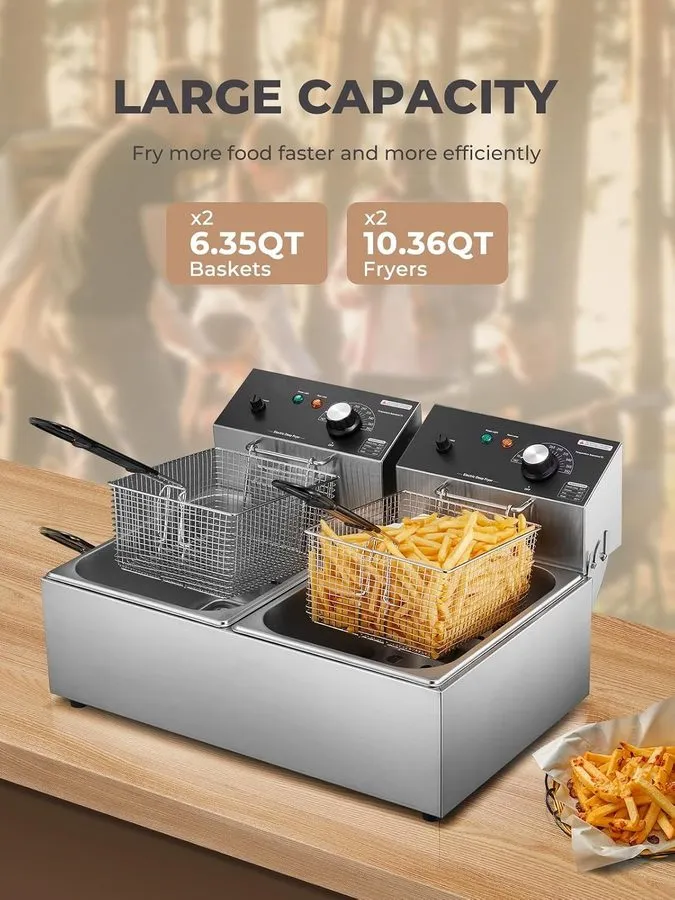 Фритюрница Commercial Deep Fryer with Basket, 3400W 20.7QT/19.6L Electric Deep F — фото лота 1