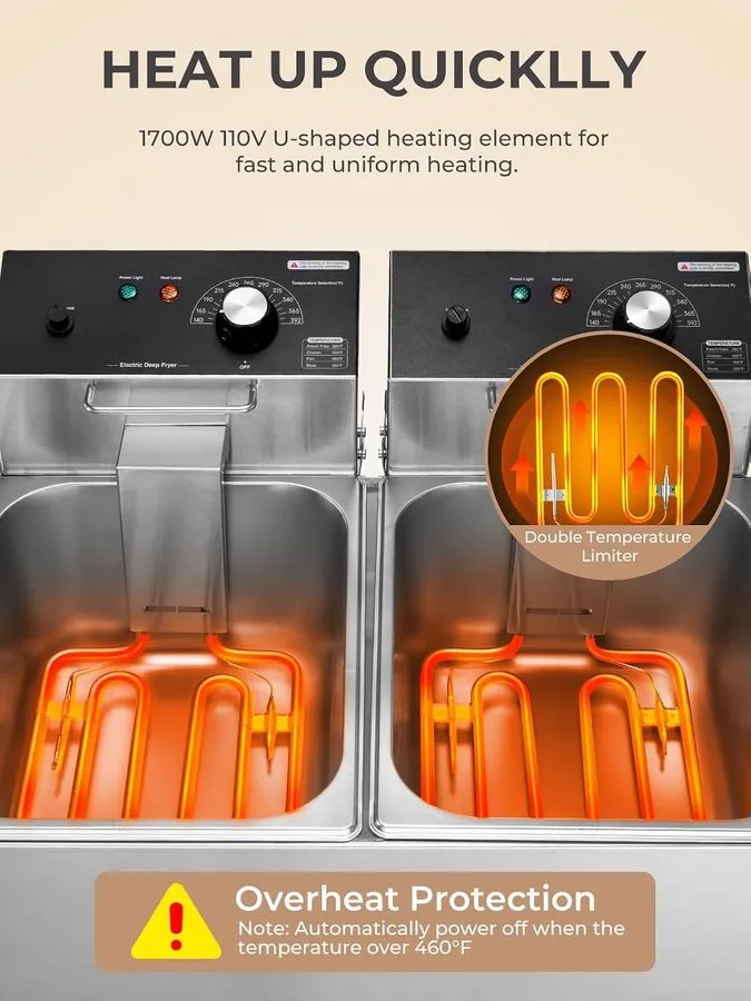 Фритюрница Commercial Deep Fryer with Basket, 3400W 20.7QT/19.6L Electric Deep F — фото лота 2