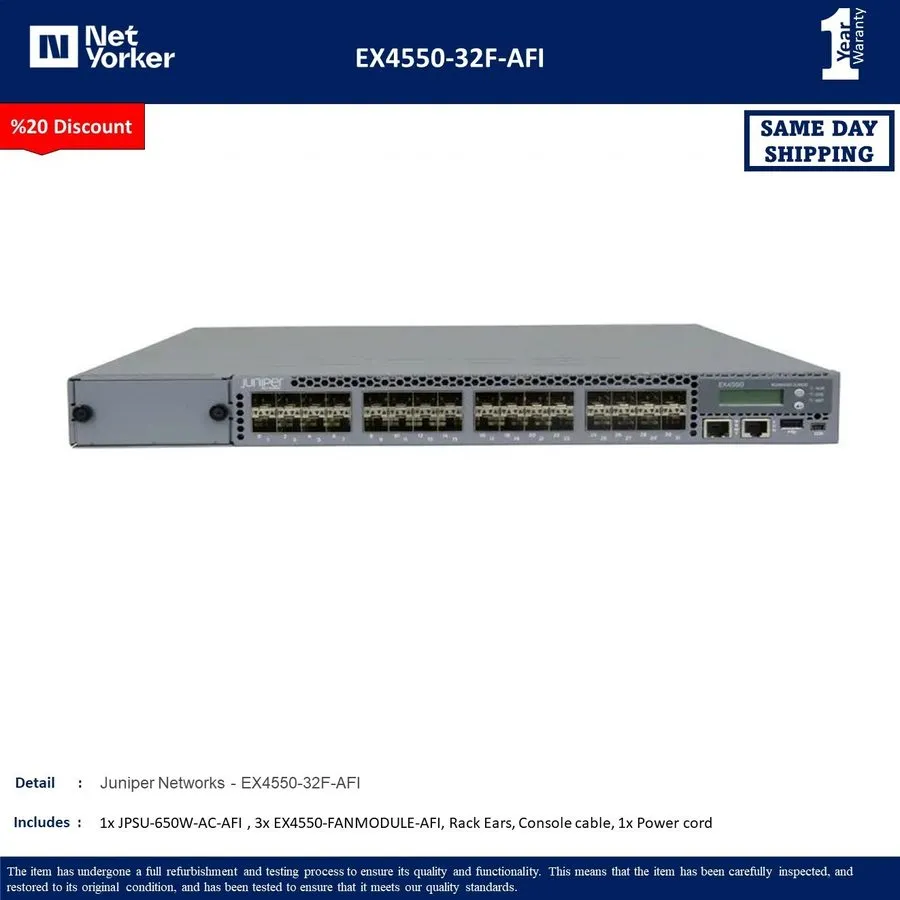 Коммутатор Juniper EX4550-32F-AFI 32-Port 1/10GbE SFP+ & 1 x JPSU-650W-AC-AFI P/