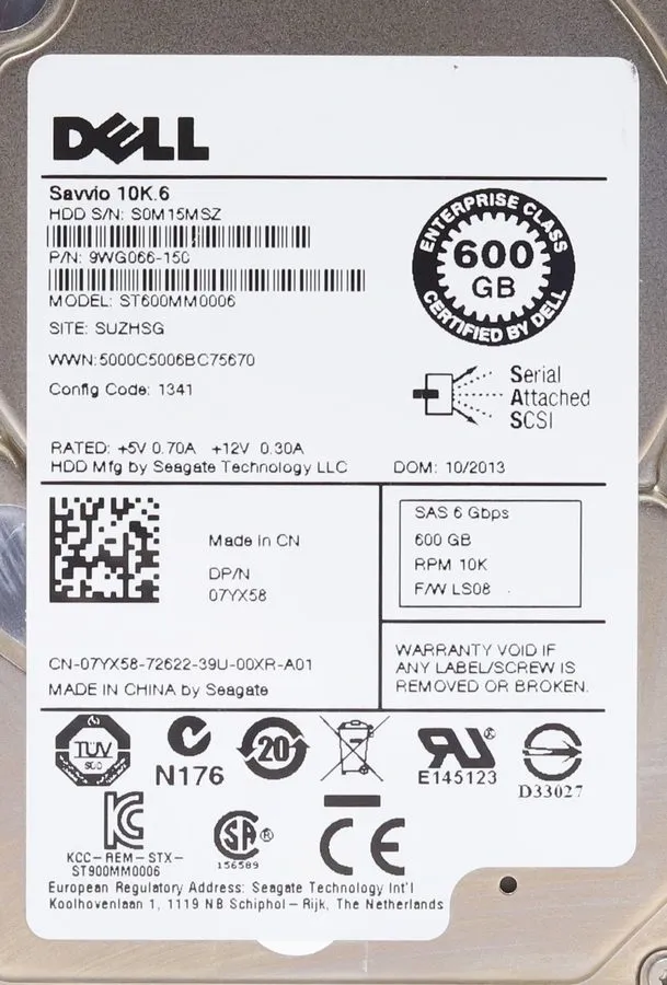 Жёсткий диск HP ST600MM0006 EG0600FCVBK 600GB 10K 2.5" SAS HDD 693569-003 507129