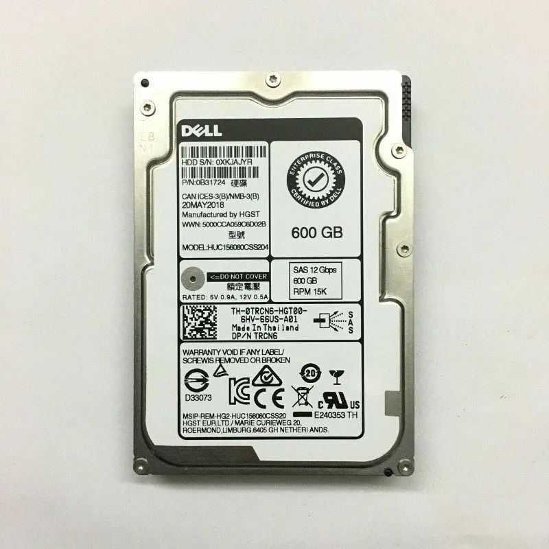Жёсткий диск Dell TRCN6 0TRCN6 600GB 15K SAS 2.5" 12Gb/s HDD Hard Drive HUC15606