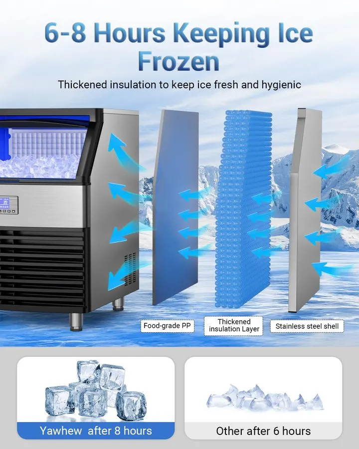 Льдогенератор Commercial Ice Maker Machine 450LBS/24H, Stainless Steel Undercoun — фото лота 2