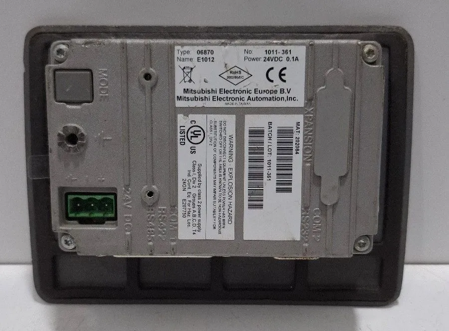 Панель оператора MITSUBISHI ELECTRIC E1012 HMI OPERATOR PANEL 06870 24VDC 0.1A