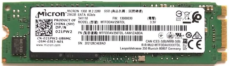 SSD-накопитель Micron 1300 256GB M.2 2280 SATA SSD MTFDDAV256TDL HP Internal Dri
