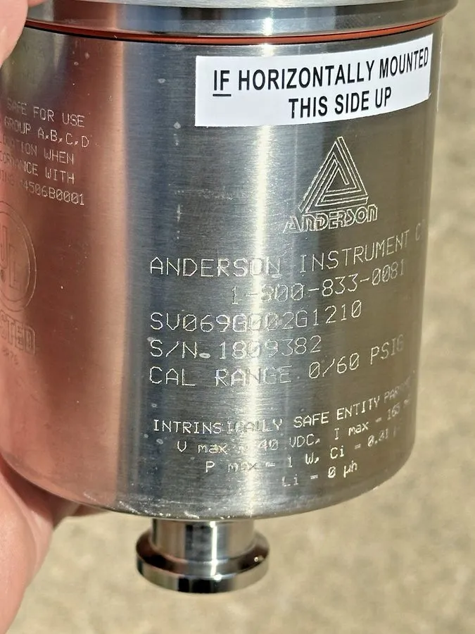 Датчик давления ANDERSON-NEGELE SV069G002G1210 Pressure Transmitter 1/2-3/4” Tri — фото лота 2