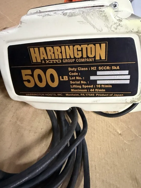 Таль HARRINGTON ED500V-10 Electric Chain Hoist,500 lb.,10 ft. Lift 49CZ52