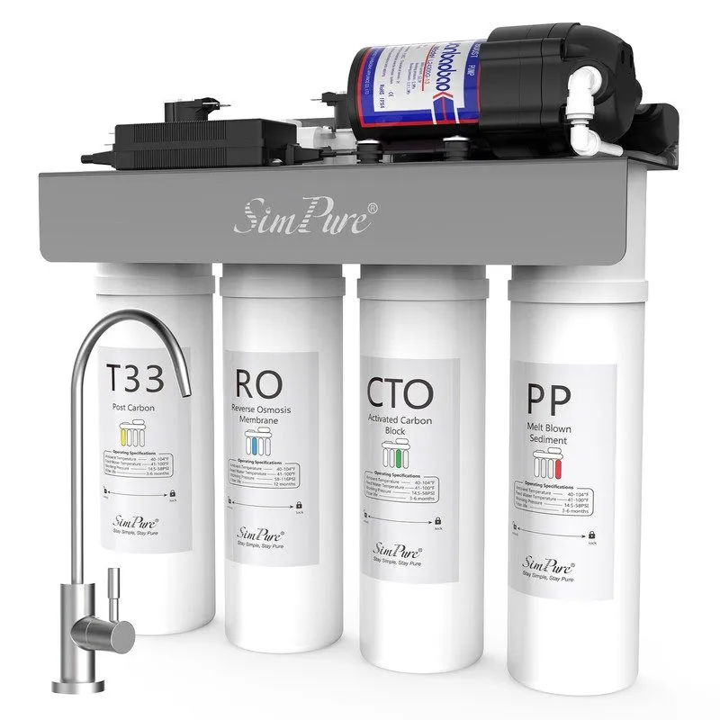 Насос SimPure 400GPD 8-Stage UV Reverse Osmosis System Water Filter System+3 Fil