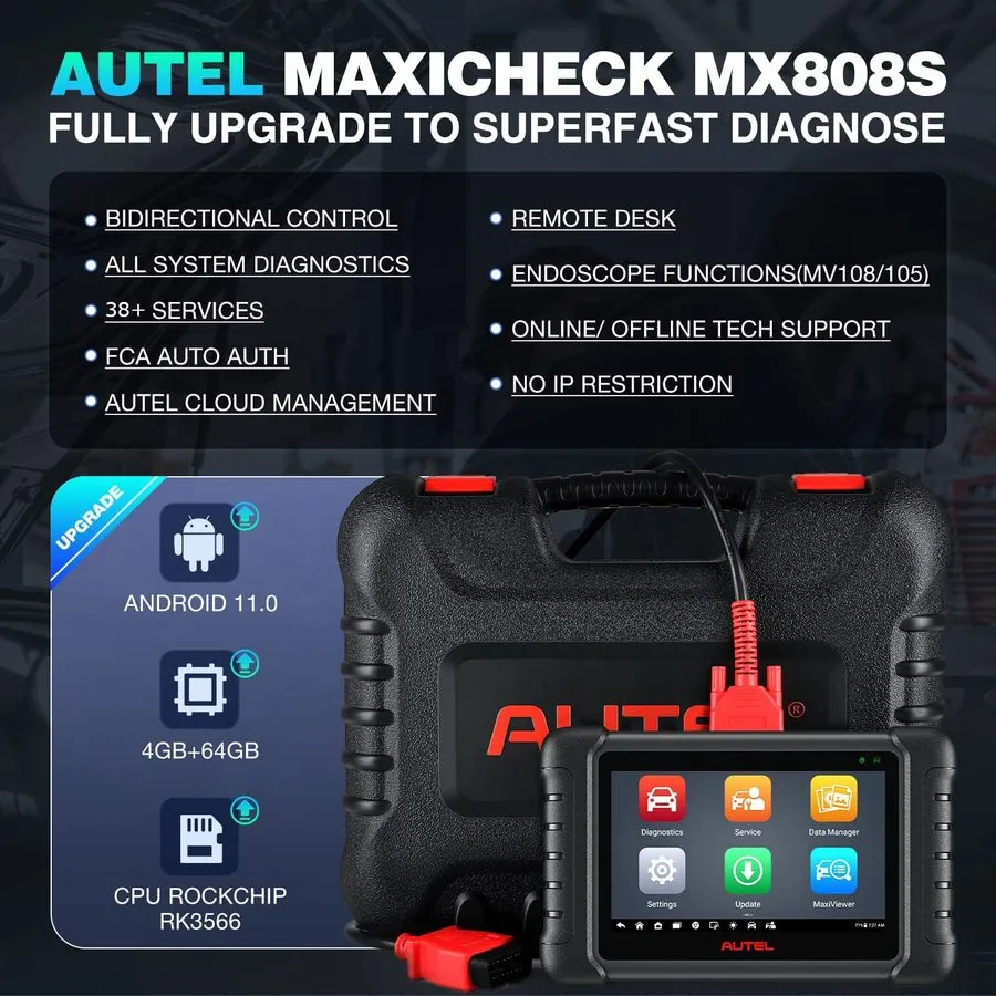 Диагностический сканер 2026 Autel MaxiCOM MK808S PRO MX808S Bidirectional Car Di