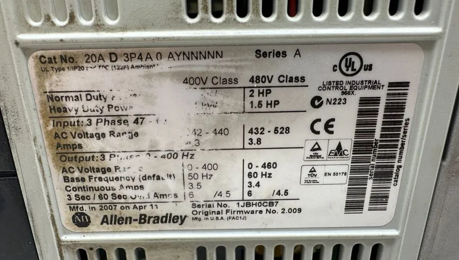 Частотный преобразователь Allen-Bradley PowerFlex 70 AC Drive 20AD3P4A0AYNNNNN 2