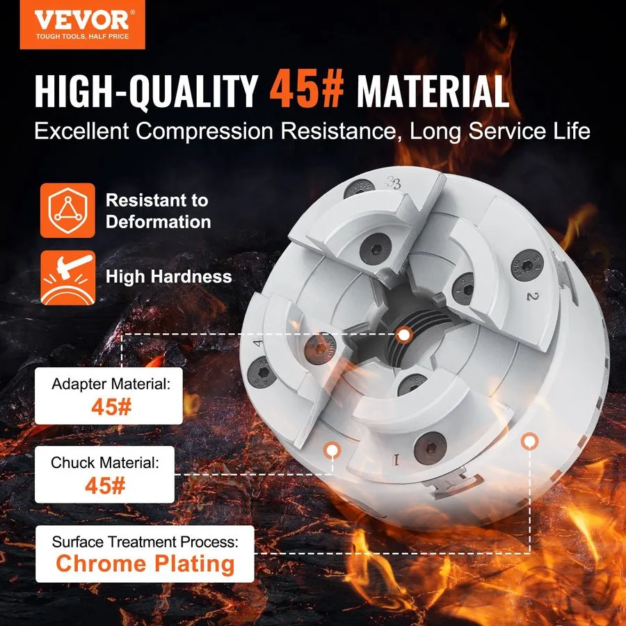Режущий инструмент VEVOR KP2-3/4 Lathe Chuck 4-Jaw 2.75" Diameter Self-centering