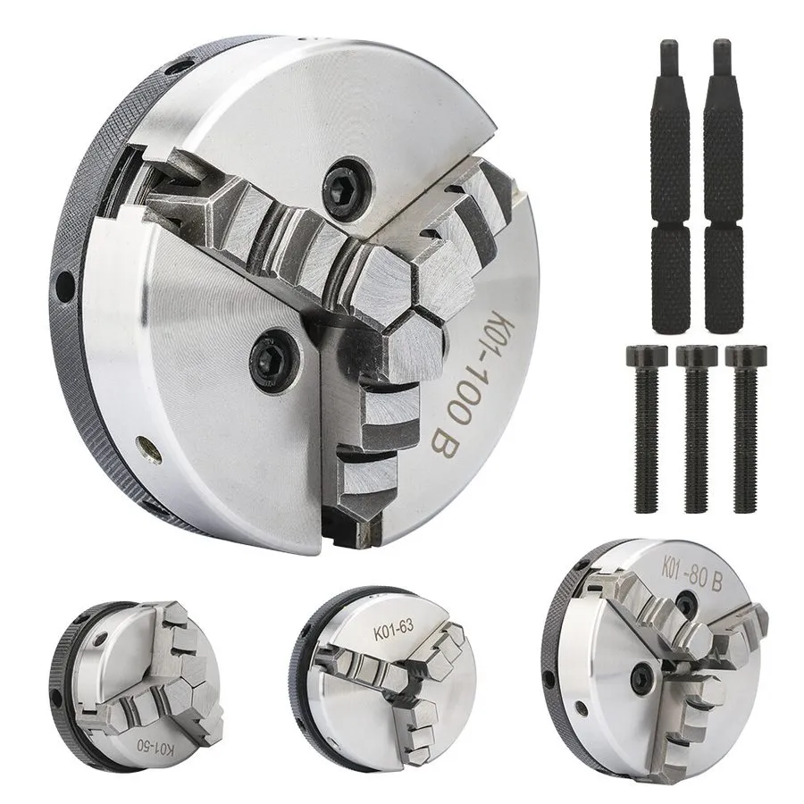 Режущий инструмент K01-50/60/80B Lathe Chuck 3 Jaw Self Centering Chuck — фото лота 1