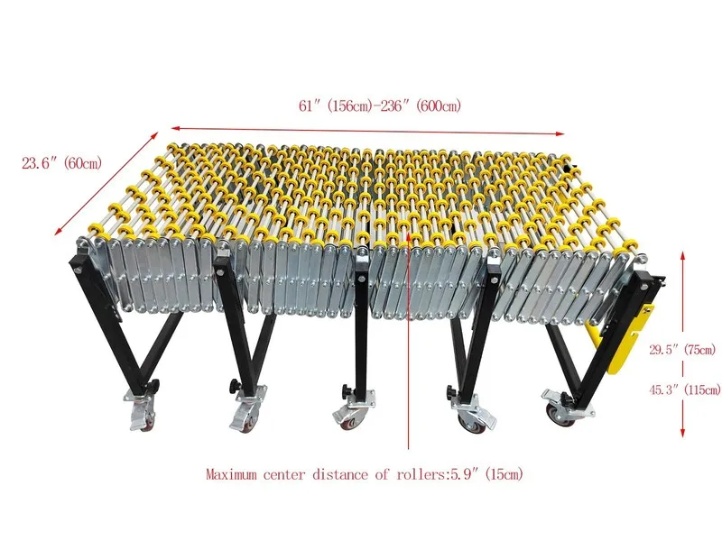 Конвейер Folding Conveyor 5.1-19.66ft Length Unpowered Roller Conveyors 23.6" Wi — фото лота 1