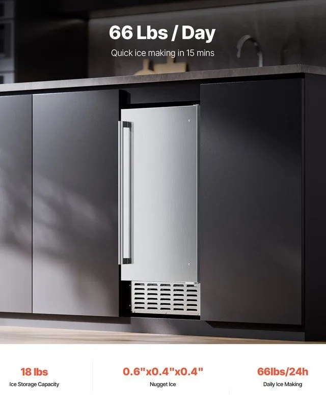 Льдогенератор Nugget Ice Machine Commercial Undercounter Ice Maker 66Lbs/Day, Bu