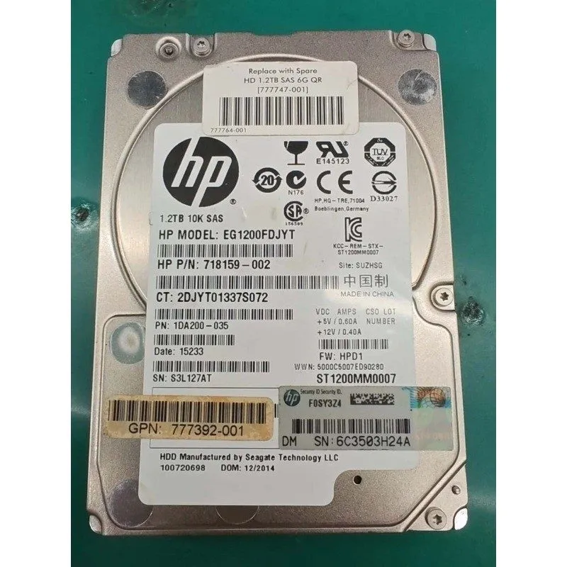 Жёсткий диск HPE EG1200FDJYT HDD 1.2TB SAS 6Gb/s 10K 2.5" 718159-002 Grade A