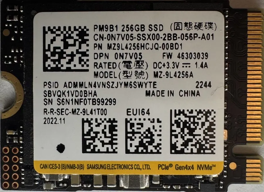 SSD-накопитель Samsung PM9B1 256GB M.2 NVMe SSD MZ9L4256HCJQ MZ-9L4256A