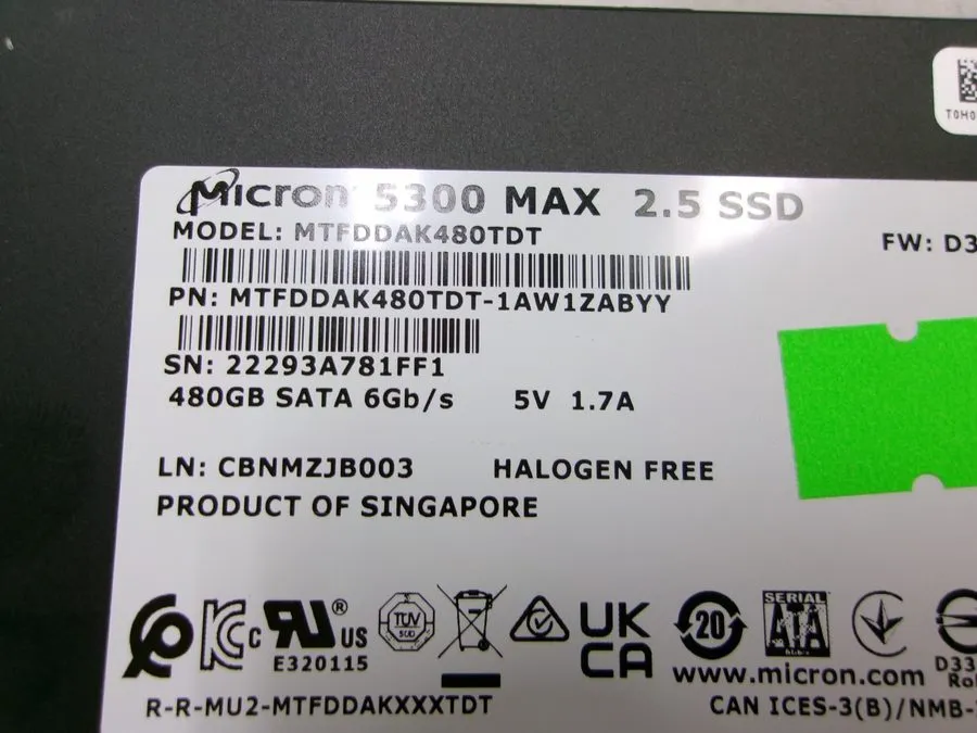 SSD-накопитель MICRON 5300 MAX 2.5 SSD 480GB SATA 6Gb/s MTFDDAK480TDT