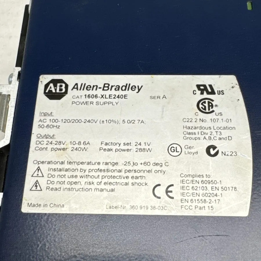 Блок питания Allen-Bradley 1606-XLE240E Ser A 24VDC 10A 240W DIN Rail Power Supp
