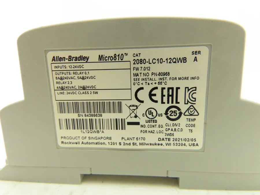 ПЛК 253249 Allen-Bradley 2080-LC10-12QWB Micro810 Controller; 12-24VDC