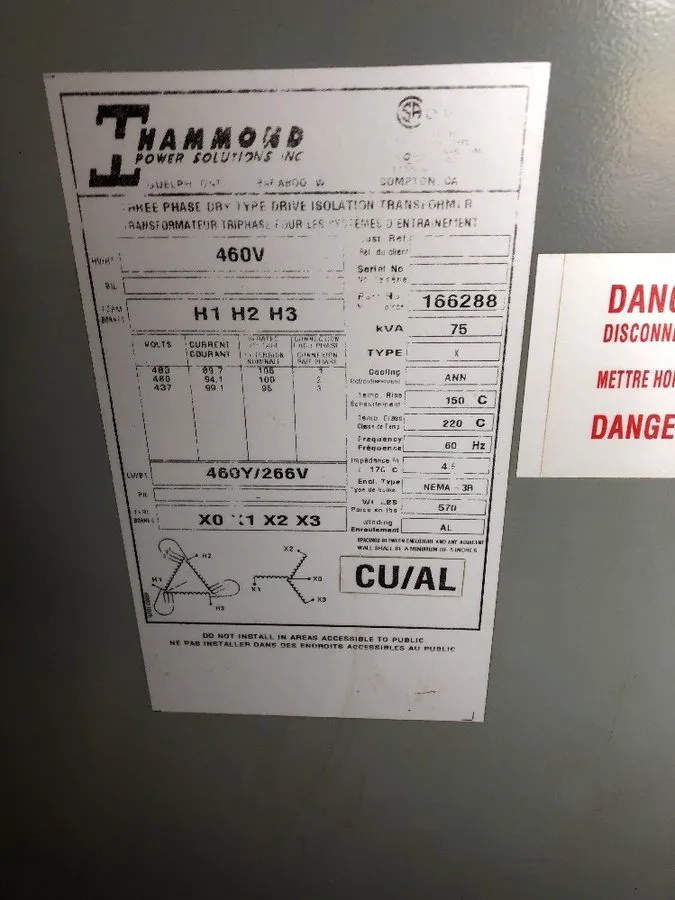 Трансформатор ACME 145 kVA 460 Delta 460Y/266 V 3PH Isolation Transformer DTGB01