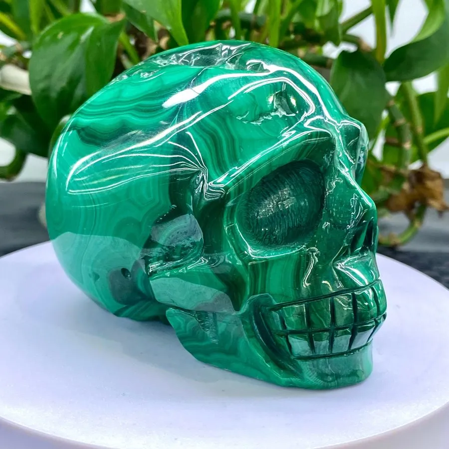 Лабораторный прибор 1.83LB Natural beautiful Malachite Quartz Hand Carved Skull 