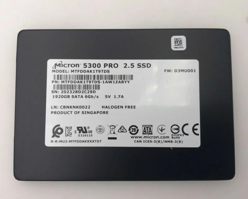 SSD-накопитель Micron 5300 PRO 1.92TB 2.5" SATA SSD MTFDDAK1T9TDS with low life 