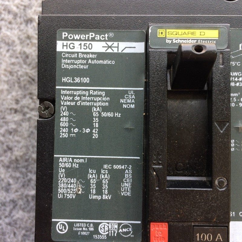 Автоматический выключатель SQUARE D HGL36100 100A 600V 35kA@480V 3P POWER PACK￼ 