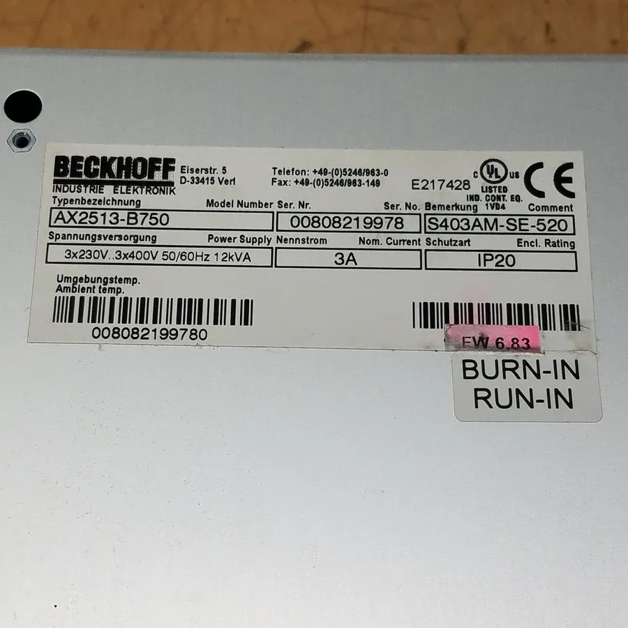Сервопривод BECKHOFF AX2513-B750 Servo Drive 3A IP20