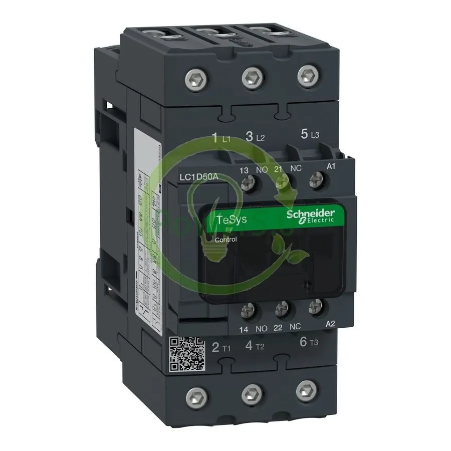 Контактор SCHNEIDER ELECTRIC LC1D50AG7 Contactor, TeSys Deca, 3P, 50A, 120V AC