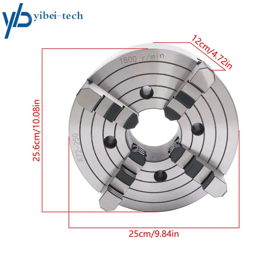 Режущий инструмент LABLT 10" K72-250 4-Jaw Lathe Chuck 0.6-9.84in Clamping Range