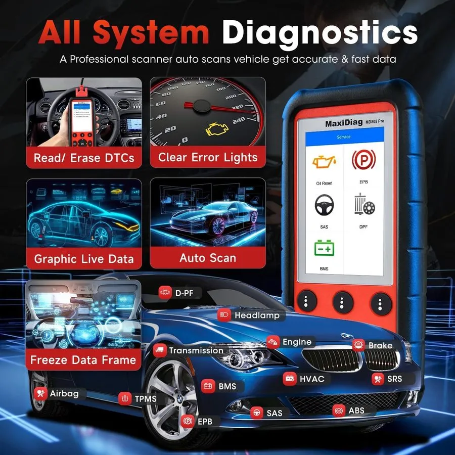 Диагностический сканер Autel MaxiDiag MD808 Pro Automatic Diagnostic Scanner Too