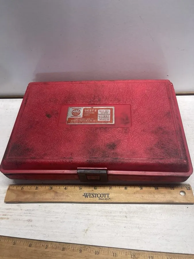 Режущий инструмент Vintage MAC TOOLS 3412TS BEST 8 Sizes Tap & Hex Die Set USA — фото лота 1