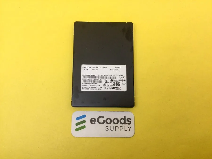 SSD-накопитель Micron 7450 PRO 7.68TB PCIE 4.0 NVME 7mm U.3 2.5in SSD MTFDKCB7T6