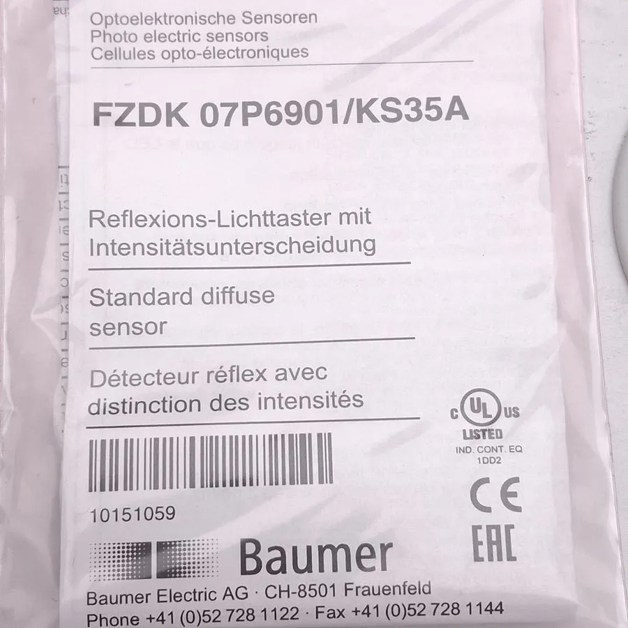 Фотоэлектрический датчик Baumer FDHK 07P6901/KS35A Photoelectric Diffuse Sensor,