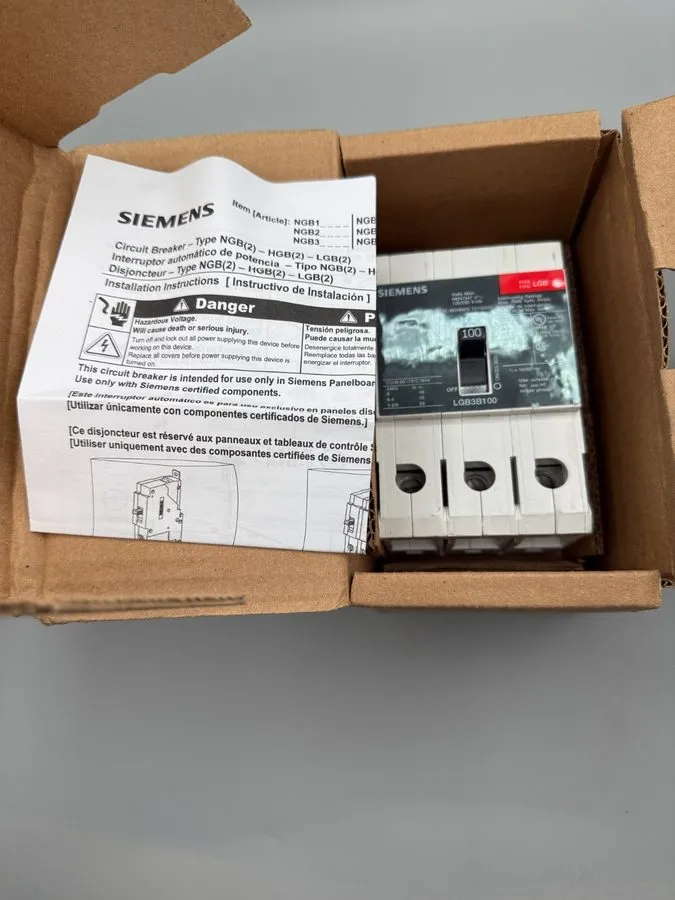 Автоматический выключатель Siemens LGB3B100B 3 Pole 480V Circuit Breaker Bolt-On
