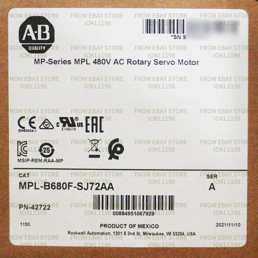 Серводвигатель Allen Bradley MPL-B680F-SJ72AA MP-Series MPL 480V AC Rotary Servo