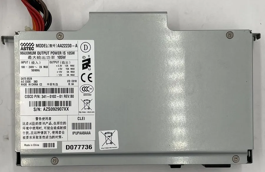 Блок питания Cisco 341-0102-02 / ASTEC AA22230-A 105W AC Power Supply