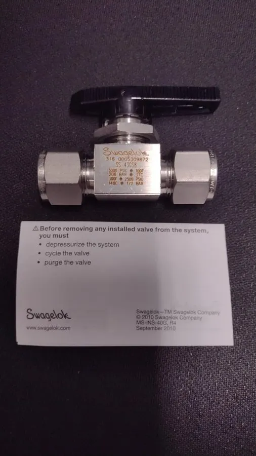Клапан Swagelok SS-43GS8 1/2" Tube Ball Valve 316 Stainless Steel 3000 PSI