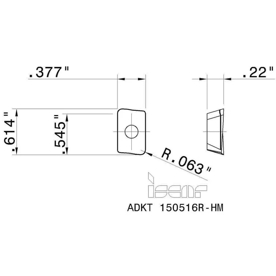 Режущий инструмент Iscar ADKT 150516R-HM IC328 Carbide Milling Insert