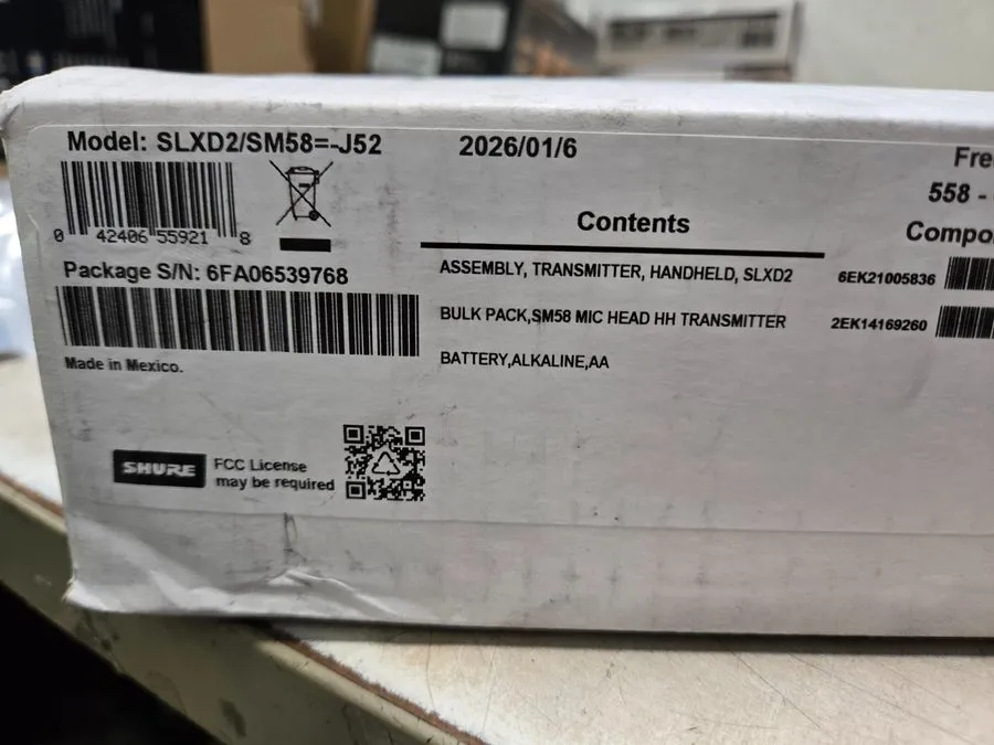 Радиосистема Shure SLXD2/SM58 Band J52 Wireless Microphone Transmitter, 558-616 