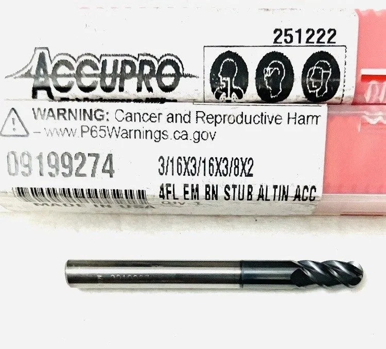 Режущий инструмент Accupro 09199274 3/16" 4FL Ball Nose Solid Carbide End Mill A