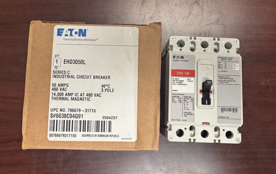 Автоматический выключатель EHD3050L EHD 3Pole 50Amp 480Volt Bolt-On EATON Cutler