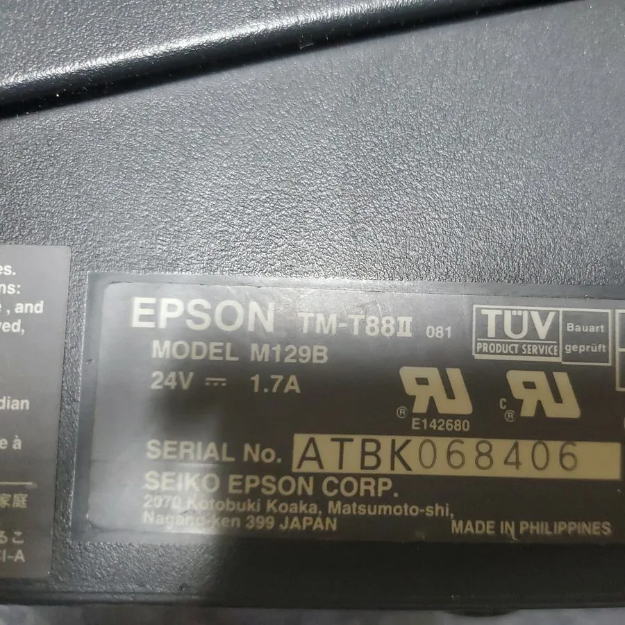 Принтер чеков EPSON TM-T88II MODEL 129B POS THERMAL RECEIPT PRINTER SERIAL PORT
