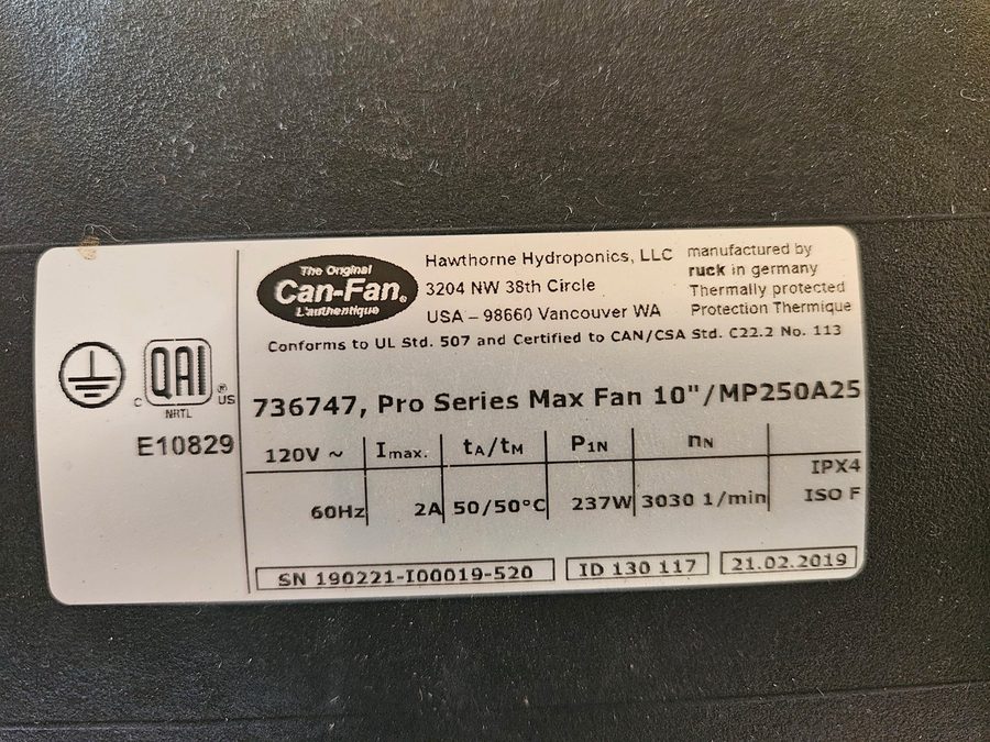 Вентилятор Can-Fan Max Fan Pro Series 10" Inline Duct Fan1052 CFM 120V Hydroponi — фото лота 2