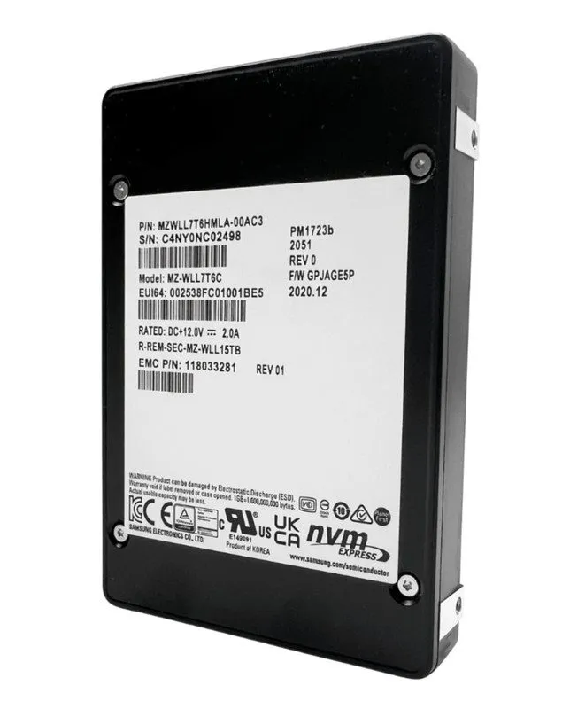 SSD-накопитель MZ-WLL7T6C Samsung PM1723b 7.68TB NVME PCIE3.0 2.5in U.2 SSD EMC