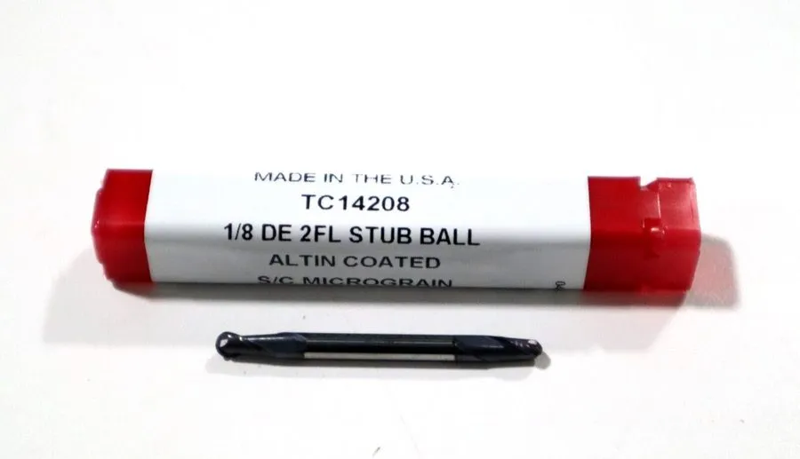 Режущий инструмент TITAN, 1/8" 2 FLUTE DOUBLE END STUB BALL CARBIDE END MILL, TC